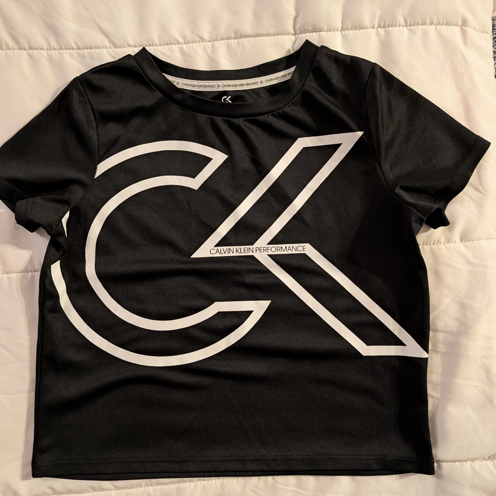 Calvin Klein Girls Black Tee with White CK Logo